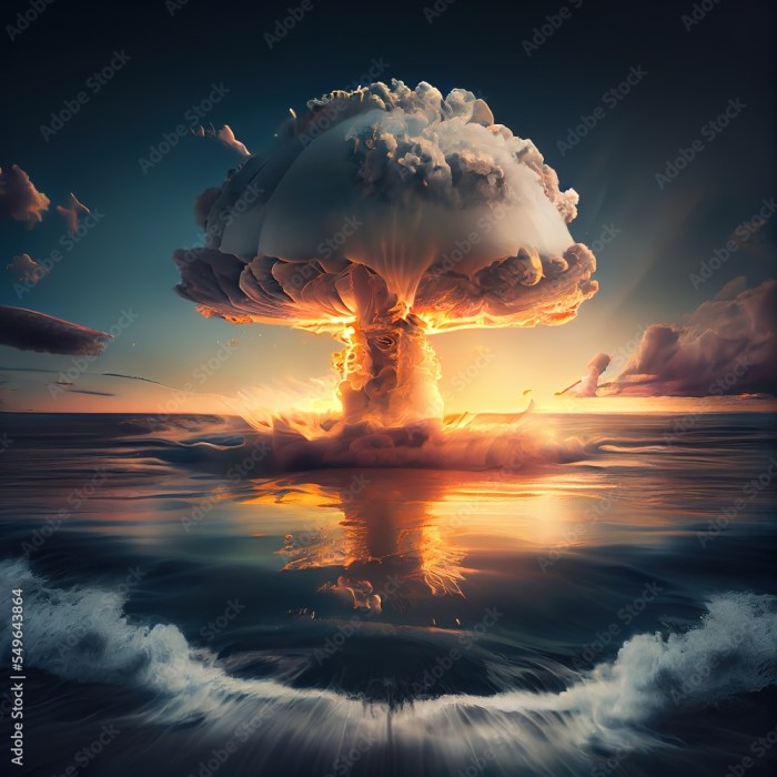 Nuclear explosion in the sea. Atom bomb explosion and mushroom cloud exploding. Photorealistic ... What is exploding head syndrome