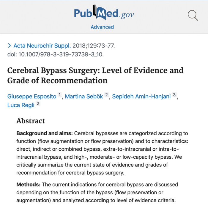 Cerebral Bypass Surgery - Primary Anatomy Cognitive impairment after heart bypass surgery