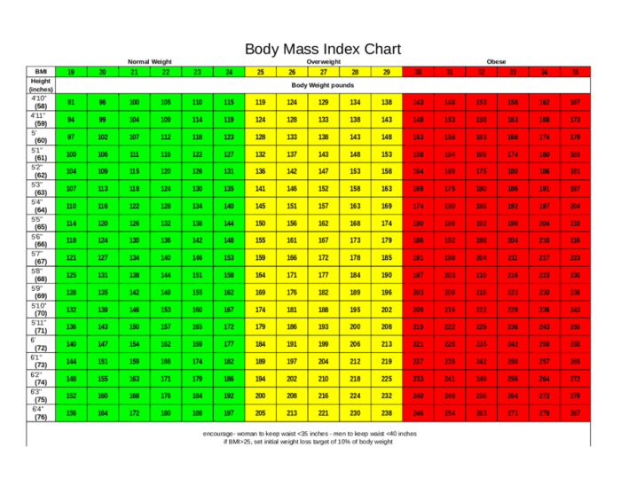 Bmi chart for women