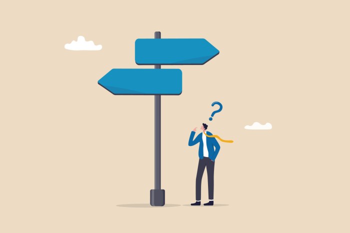 Choosing between 2 choices, make decision to the left or right ... Choosing a lung cancer treatment center